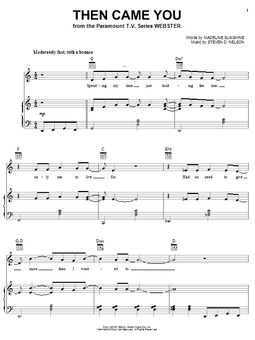 Download Dionne Warwick Then Came You (from the TV Series Webster) Sheet Music and learn how to play Piano, Vocal & Guitar (Right-Hand Melody) PDF digital score in minutes