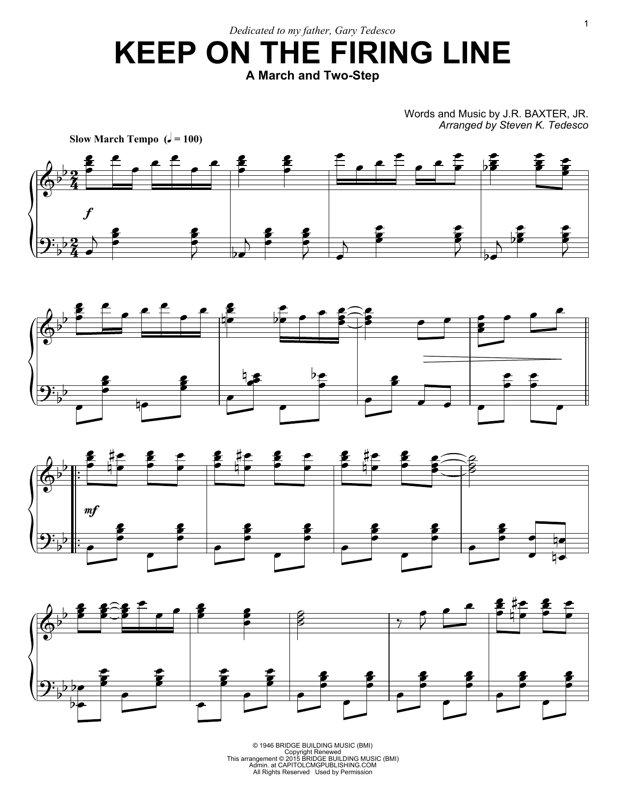 Download Steven K. Tedesco Keep On The Firing Line Sheet Music and learn how to play Piano PDF digital score in minutes