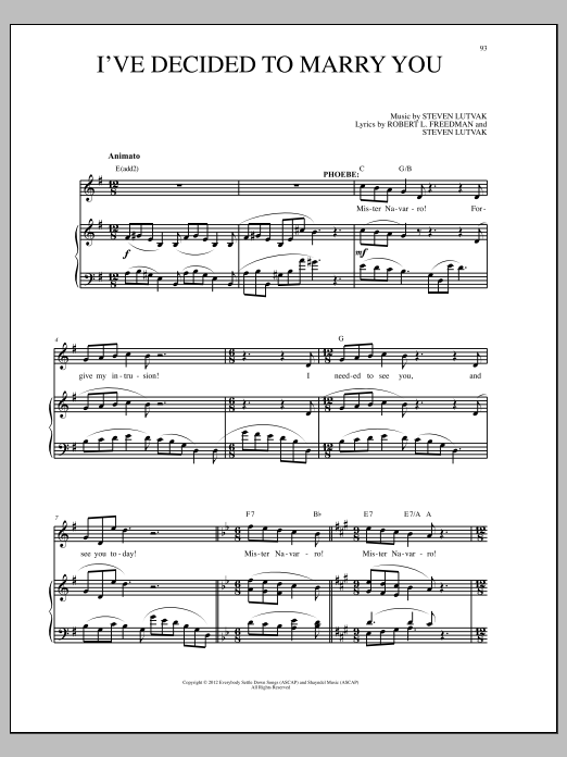 Download Steven Lutvak I've Decided To Marry You Sheet Music and learn how to play Piano & Vocal PDF digital score in minutes