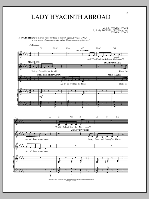 Download Steven Lutvak Lady Hyacinth Abroad Sheet Music and learn how to play Piano & Vocal PDF digital score in minutes