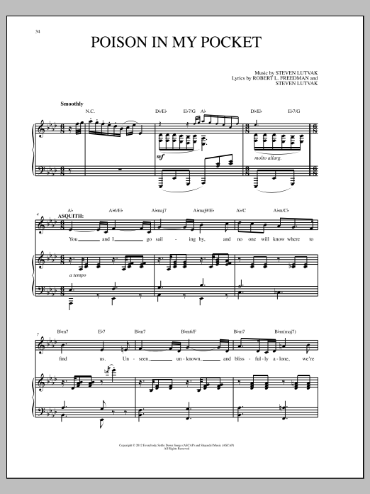 Download Steven Lutvak Poison In My Pocket Sheet Music and learn how to play Piano & Vocal PDF digital score in minutes