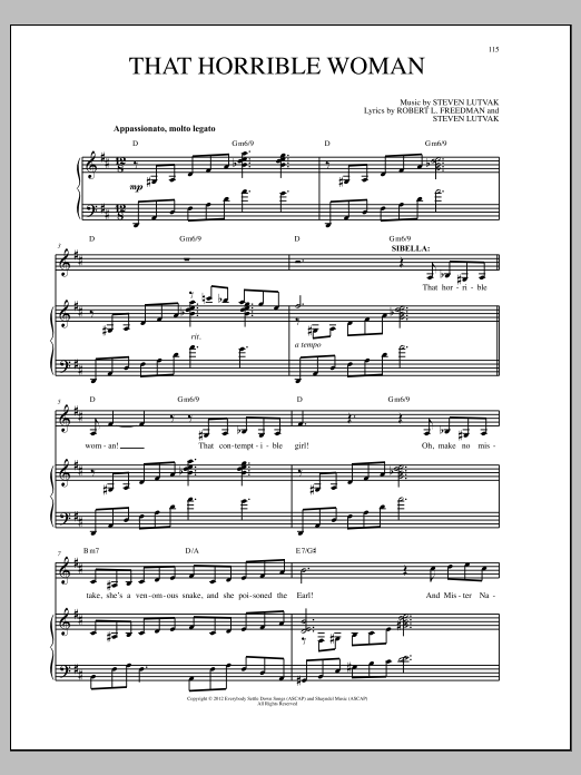 Download Steven Lutvak That Horrible Woman Sheet Music and learn how to play Piano & Vocal PDF digital score in minutes