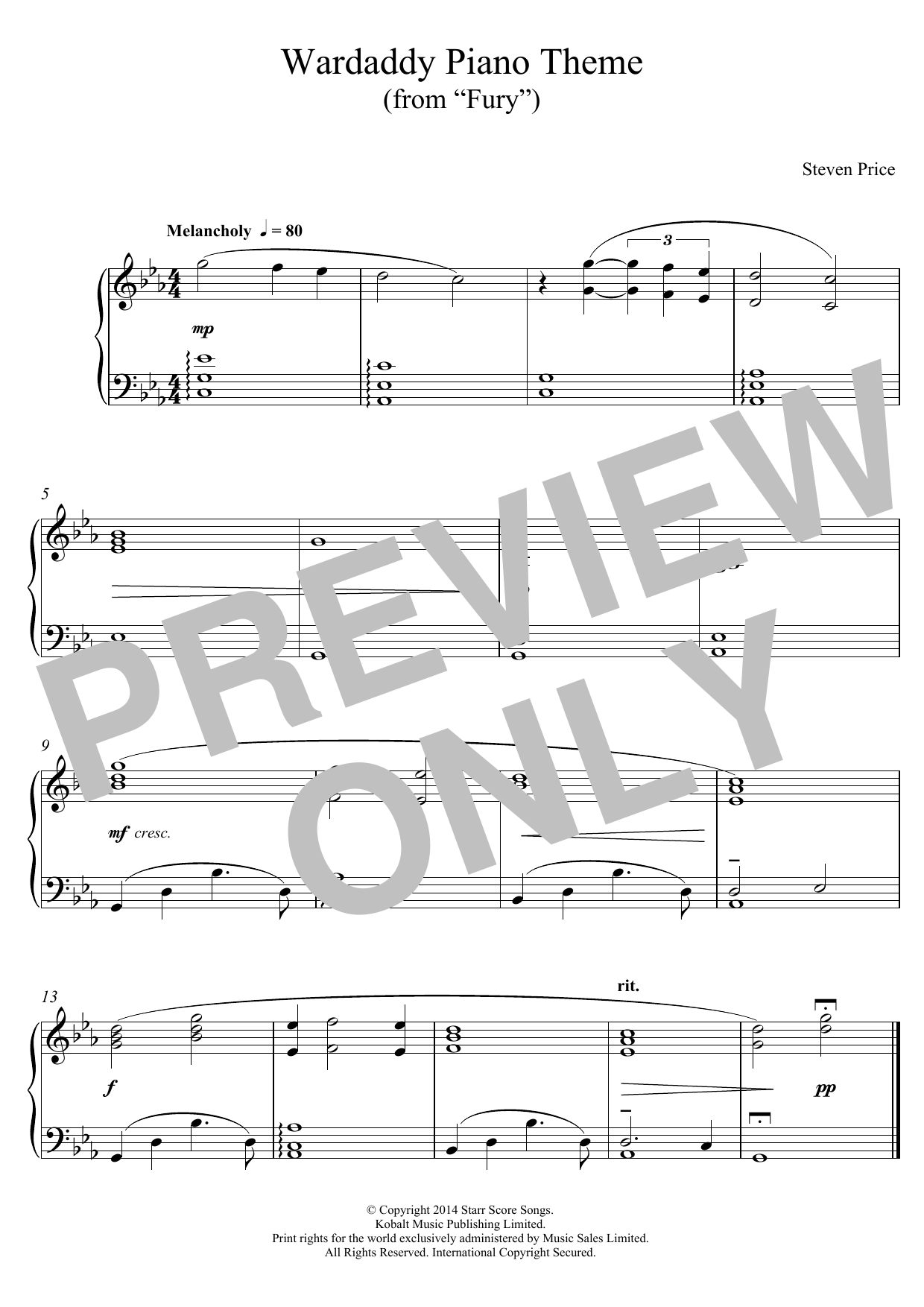 Download Steven Price Wardaddy Piano Theme (from 