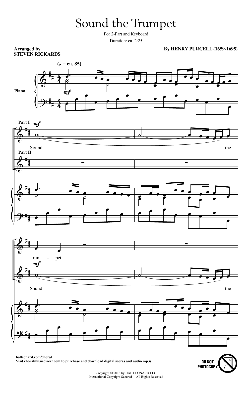 Download Steven Rickards Sound The Trumpet Sheet Music and learn how to play 2-Part Choir PDF digital score in minutes