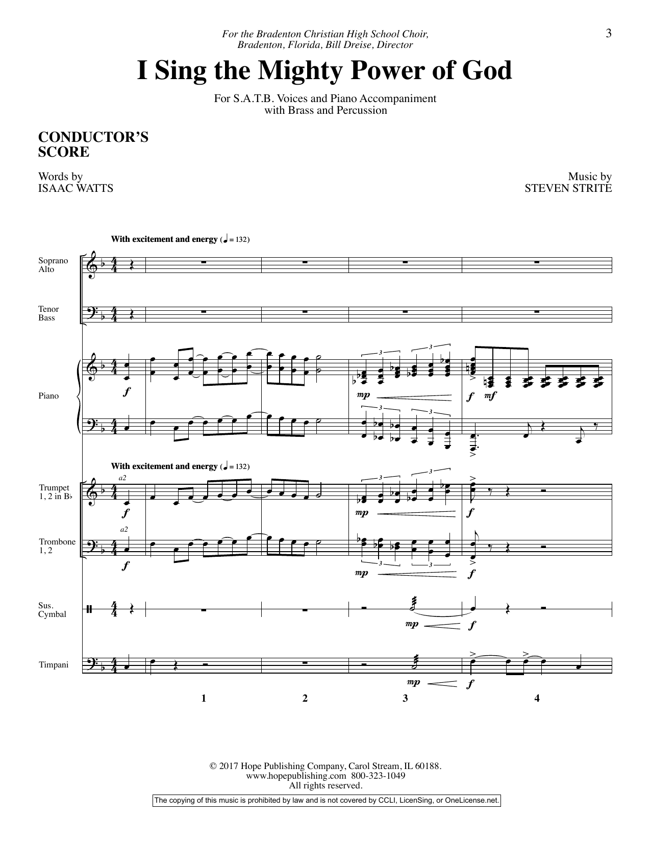 Download Steven Strite I Sing the Mighty Power of God - Full Score Sheet Music and learn how to play Choir Instrumental Pak PDF digital score in minutes