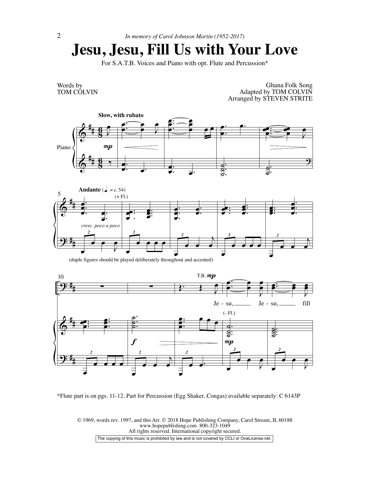 Download Steven Strite Jesu, Jesu, Fill Us with Your Love Sheet Music and learn how to play SATB Choir PDF digital score in minutes