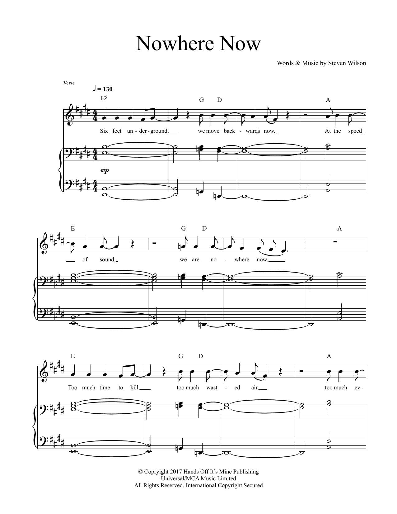 Download Steven Wilson Nowhere Now Sheet Music and learn how to play Guitar Tab PDF digital score in minutes