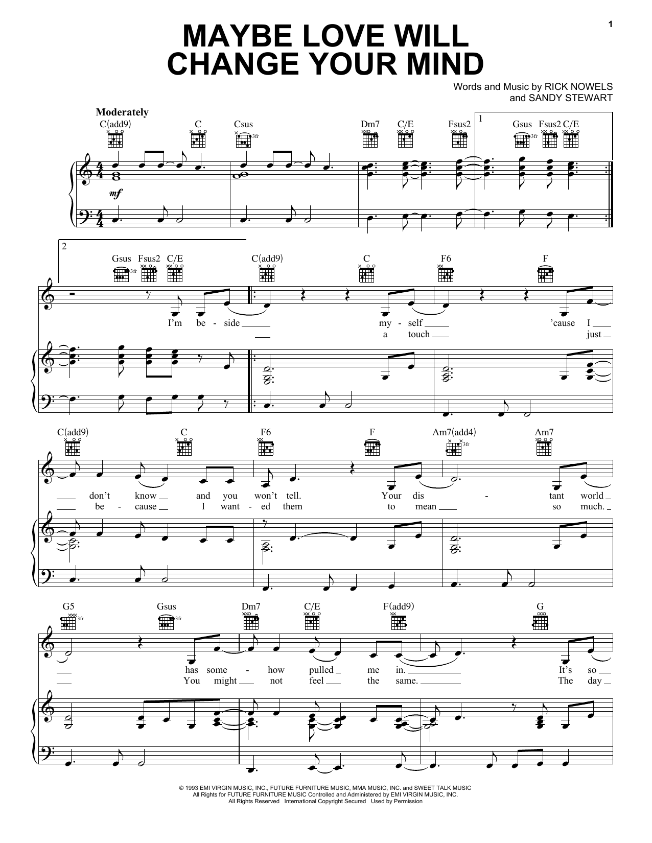 Download Stevie Nicks Maybe Love Will Change Your Mind Sheet Music and learn how to play Piano, Vocal & Guitar Chords (Right-Hand Melody) PDF digital score in minutes