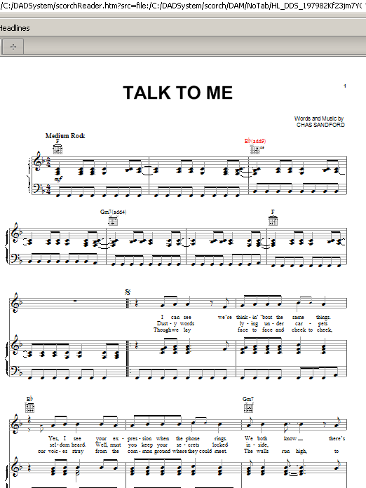 Download Stevie Nicks Talk To Me Sheet Music and learn how to play Piano, Vocal & Guitar (Right-Hand Melody) PDF digital score in minutes