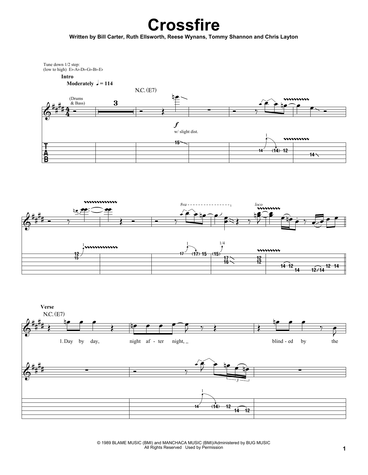 Download Stevie Ray Vaughan Sheet Music and learn how to play DRMTRN PDF score in minutes