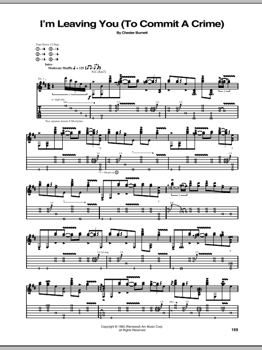 Download Stevie Ray Vaughan I'm Leavin' You (Commit A Crime) Sheet Music and learn how to play Guitar Tab PDF digital score in minutes
