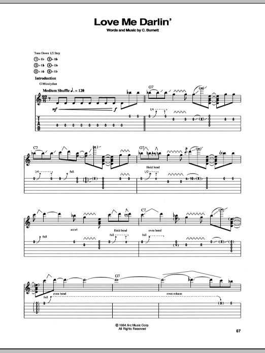 Download Stevie Ray Vaughan Love Me Darlin' Sheet Music and learn how to play Guitar Tab PDF digital score in minutes