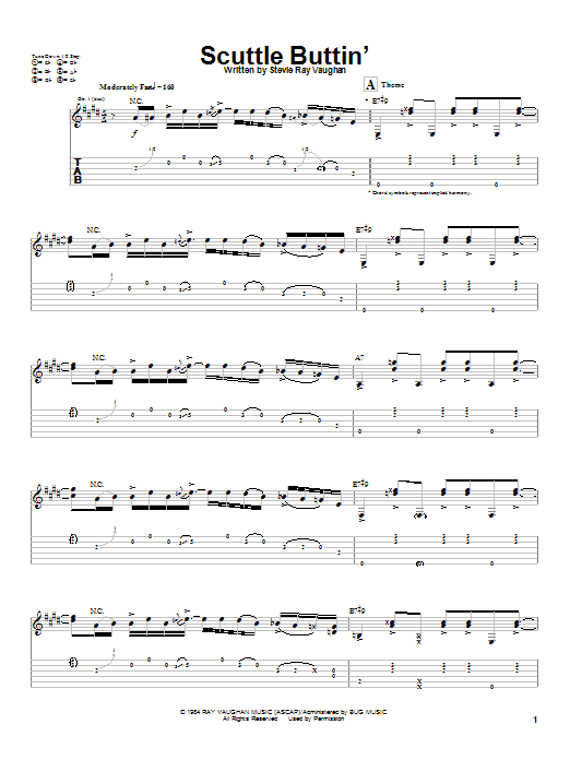 Download Stevie Ray Vaughan Scuttle Buttin' Sheet Music and learn how to play Guitar Tab PDF digital score in minutes