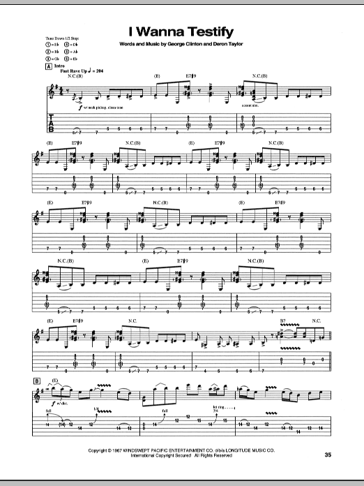 Download Stevie Ray Vaughan I Wanna Testify Sheet Music and learn how to play Guitar Tab PDF digital score in minutes