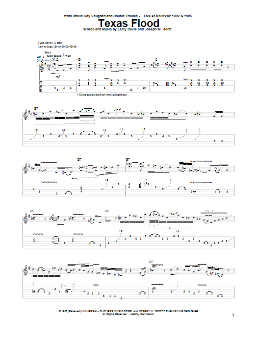 Download Stevie Ray Vaughan Texas Flood Sheet Music and learn how to play Real Book – Melody, Lyrics & Chords PDF digital score in minutes