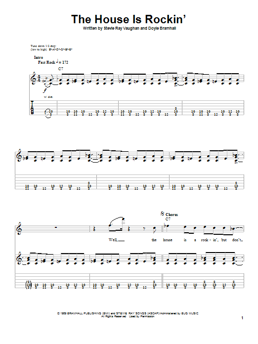 Download Stevie Ray Vaughan The House Is Rockin' Sheet Music and learn how to play Ukulele with strumming patterns PDF digital score in minutes