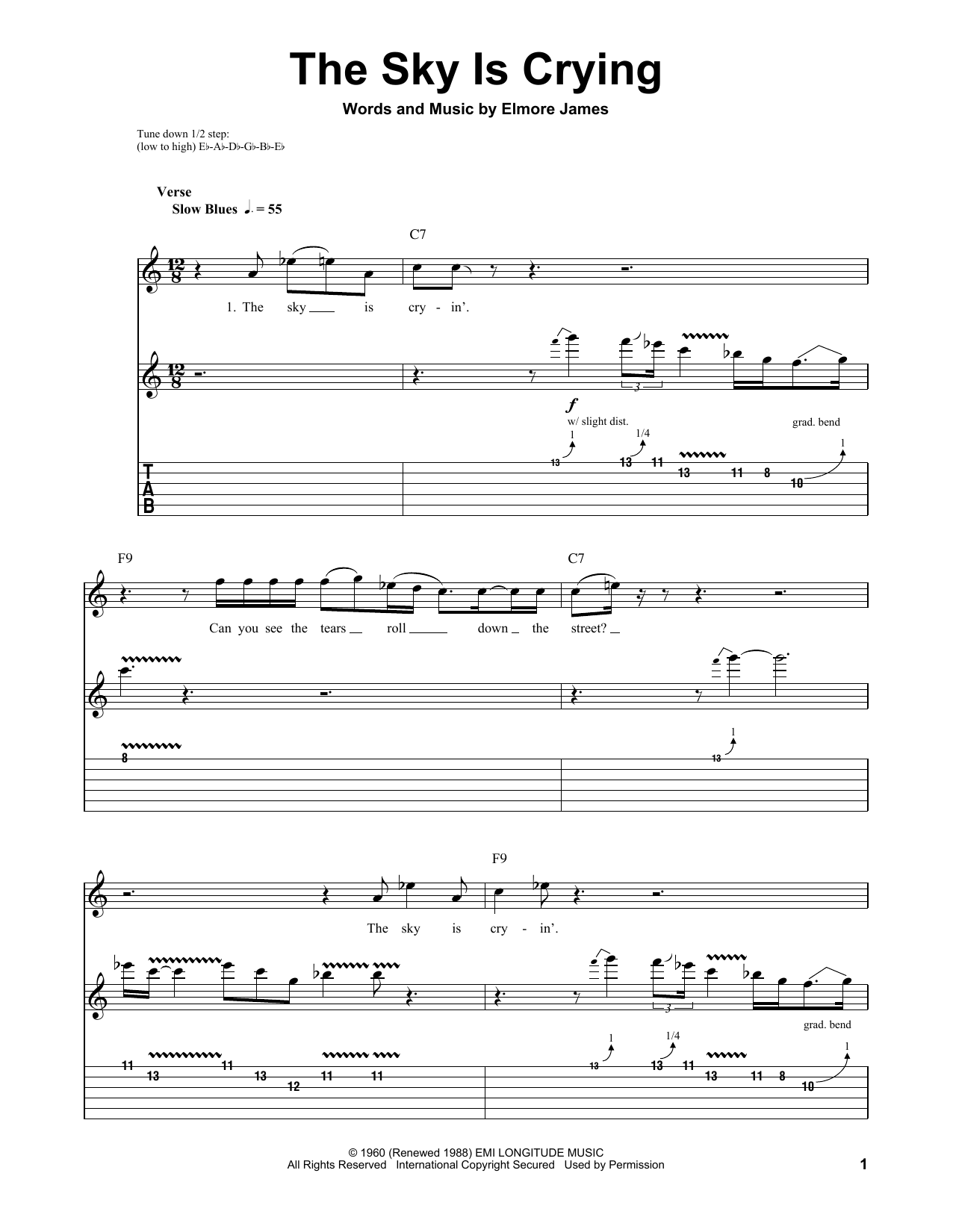Download Stevie Ray Vaughan The Sky Is Crying Sheet Music and learn how to play DRMTRN PDF digital score in minutes