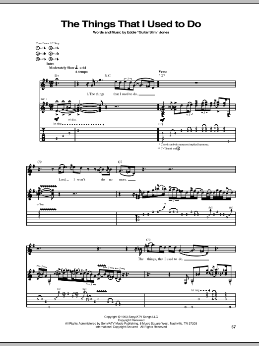 Download Stevie Ray Vaughan The Things That I Used To Do Sheet Music and learn how to play Guitar Tab PDF digital score in minutes