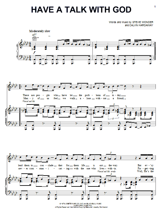 Download Stevie Wonder Have A Talk With God Sheet Music and learn how to play Piano, Vocal & Guitar (Right-Hand Melody) PDF digital score in minutes