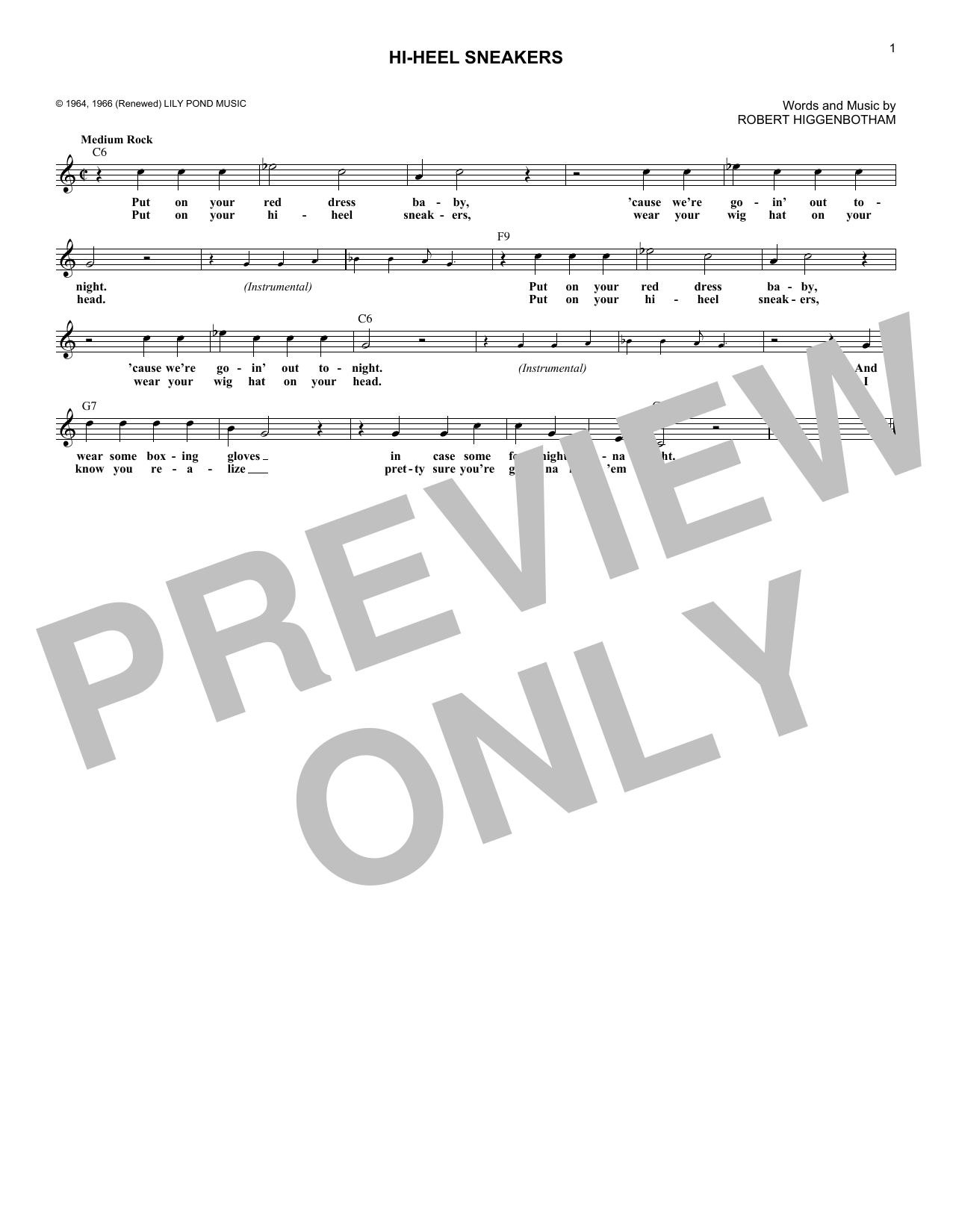 Download Stevie Wonder Hi-Heel Sneakers Sheet Music and learn how to play Lead Sheet / Fake Book PDF digital score in minutes