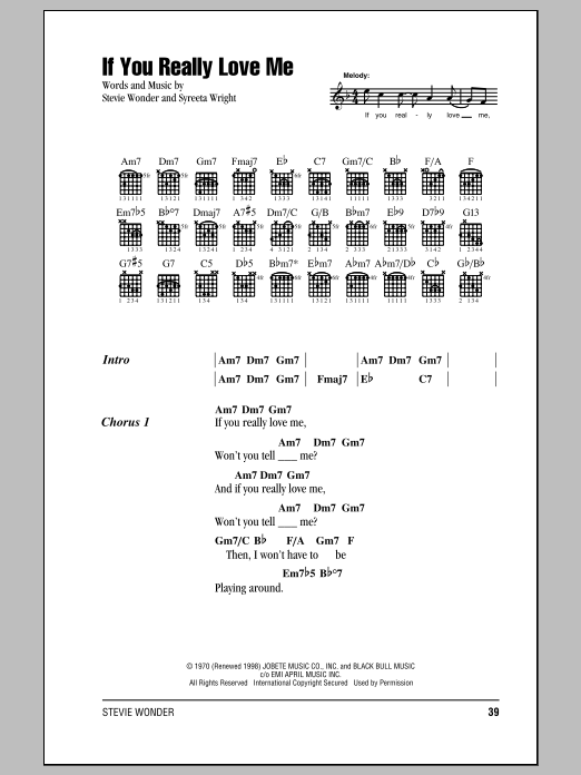 Download Stevie Wonder If You Really Love Me Sheet Music and learn how to play Lyrics & Chords PDF digital score in minutes