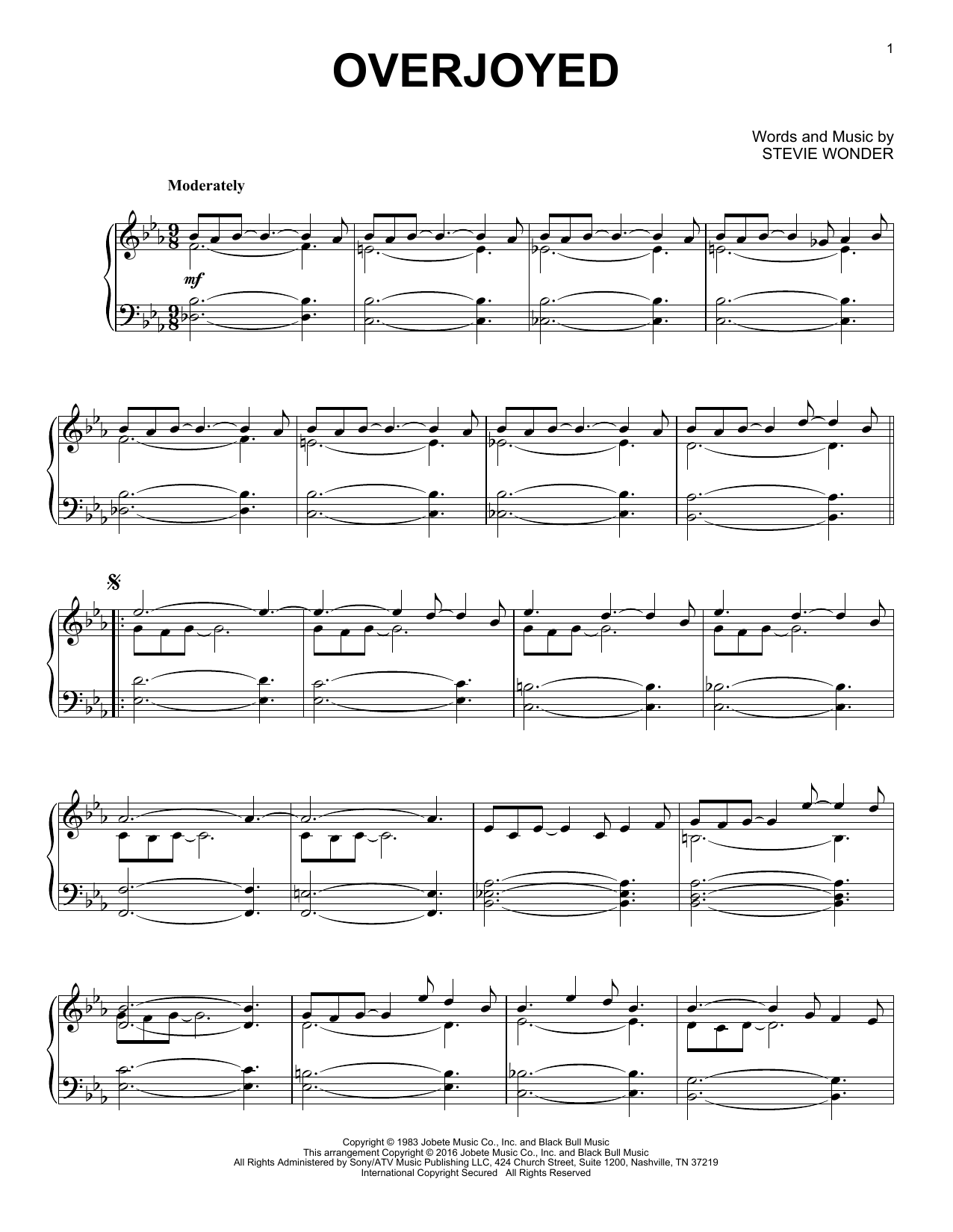 Download Stevie Wonder Overjoyed Sheet Music and learn how to play Piano PDF digital score in minutes