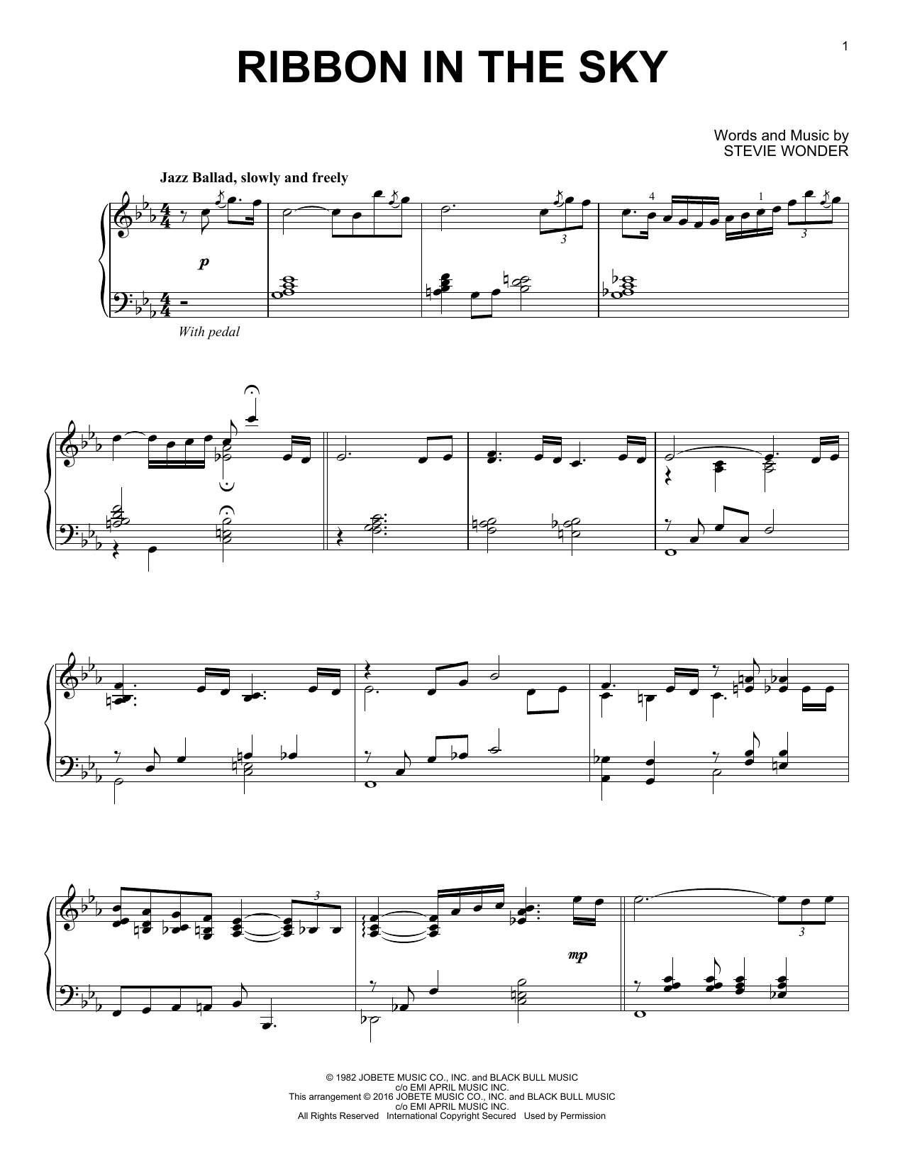 Download Stevie Wonder Ribbon In The Sky Sheet Music and learn how to play Piano PDF digital score in minutes