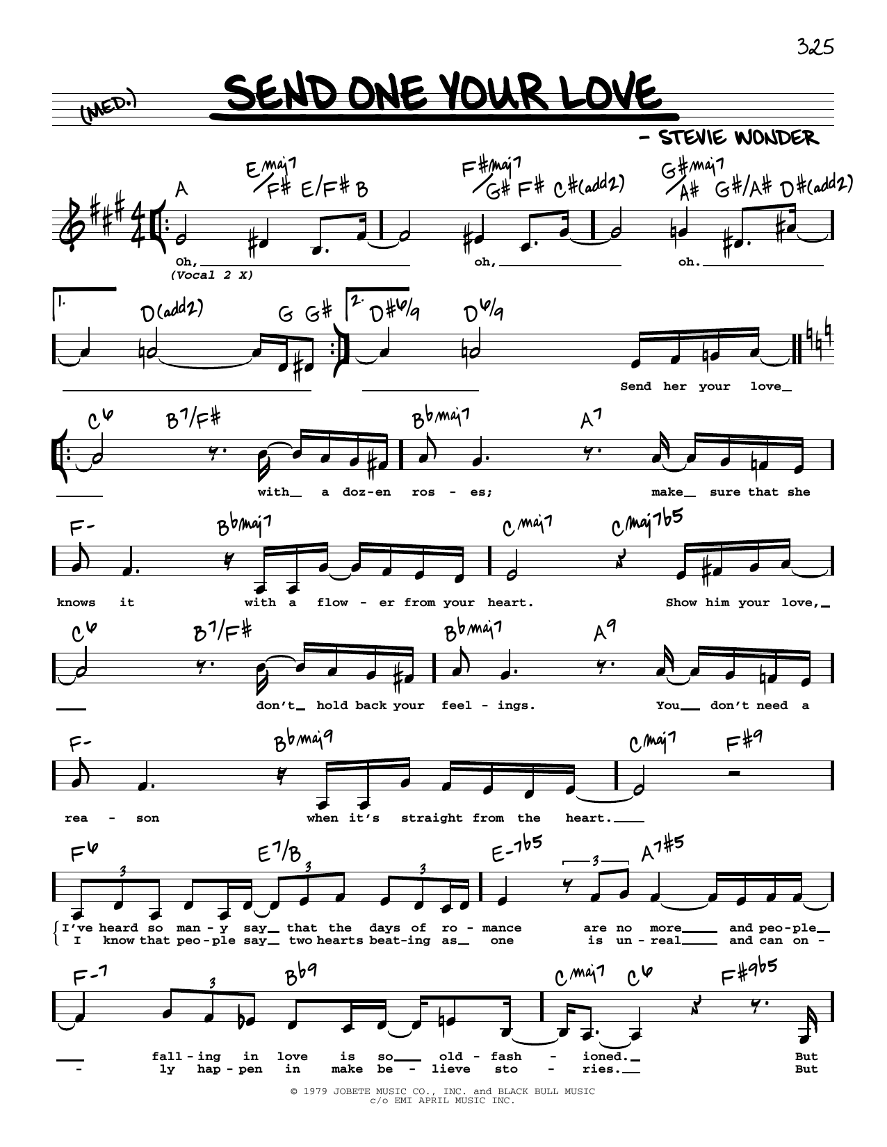 Download Stevie Wonder Send One Your Love (Low Voice) Sheet Music and learn how to play Real Book – Melody, Lyrics & Chords PDF digital score in minutes