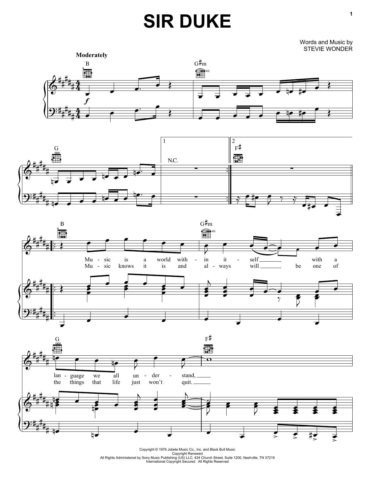 Download Stevie Wonder Sir Duke Sheet Music and learn how to play Real Book – Melody, Lyrics & Chords PDF digital score in minutes