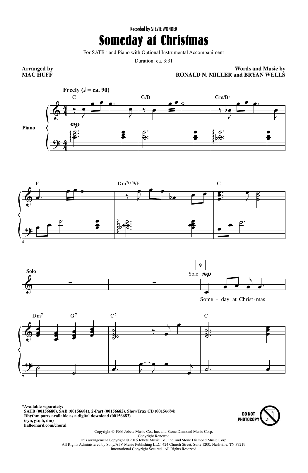 Download Mac Huff Someday At Christmas Sheet Music and learn how to play SAB PDF digital score in minutes