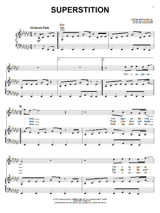 Download Stevie Wonder Superstition Sheet Music and learn how to play Drums Transcription PDF digital score in minutes