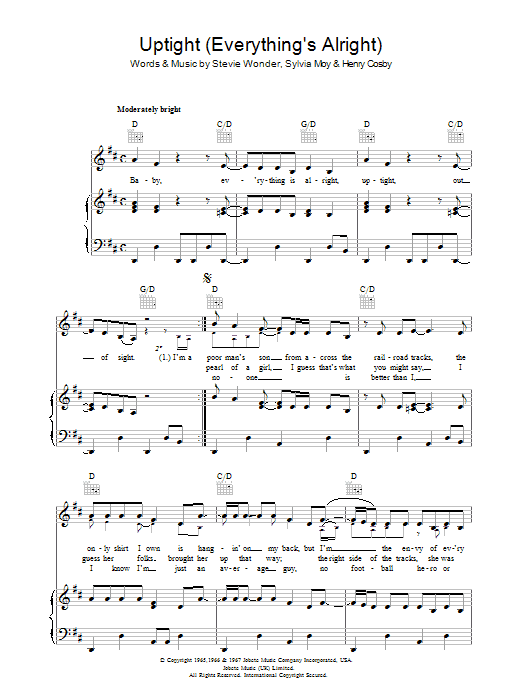 Download Stevie Wonder Uptight (Everything's Alright) Sheet Music and learn how to play Bass Guitar Tab PDF digital score in minutes