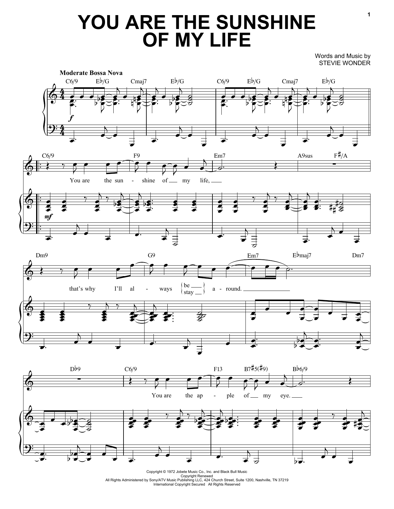 Download Stevie Wonder You Are The Sunshine Of My Life [Jazz version] (arr. Brent Edstrom) Sheet Music and learn how to play Piano & Vocal PDF digital score in minutes