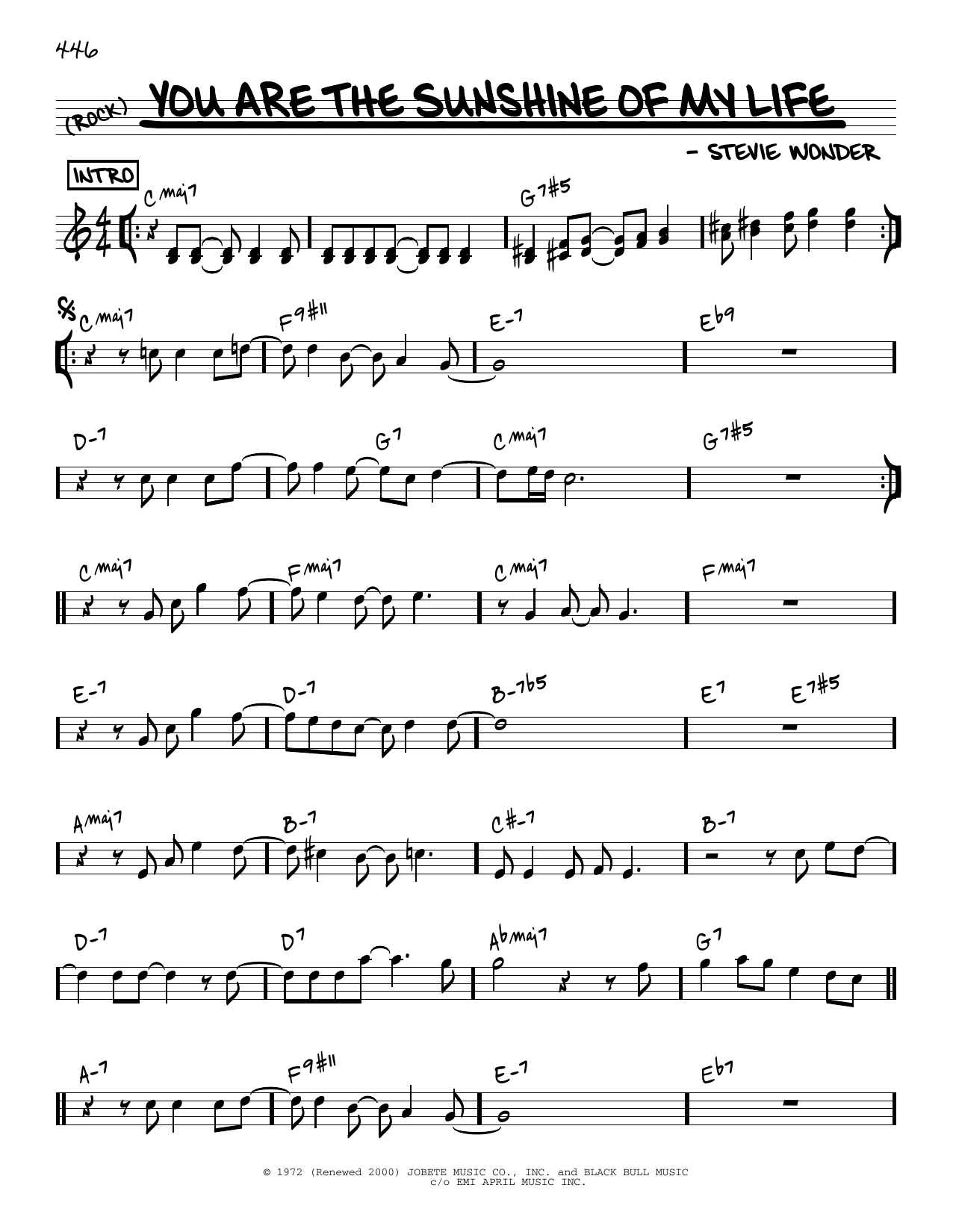 Download Stevie Wonder You Are The Sunshine Of My Life [Reharmonized version] (arr. Jack Grassel) Sheet Music and learn how to play Real Book – Melody & Chords PDF digital score in minutes