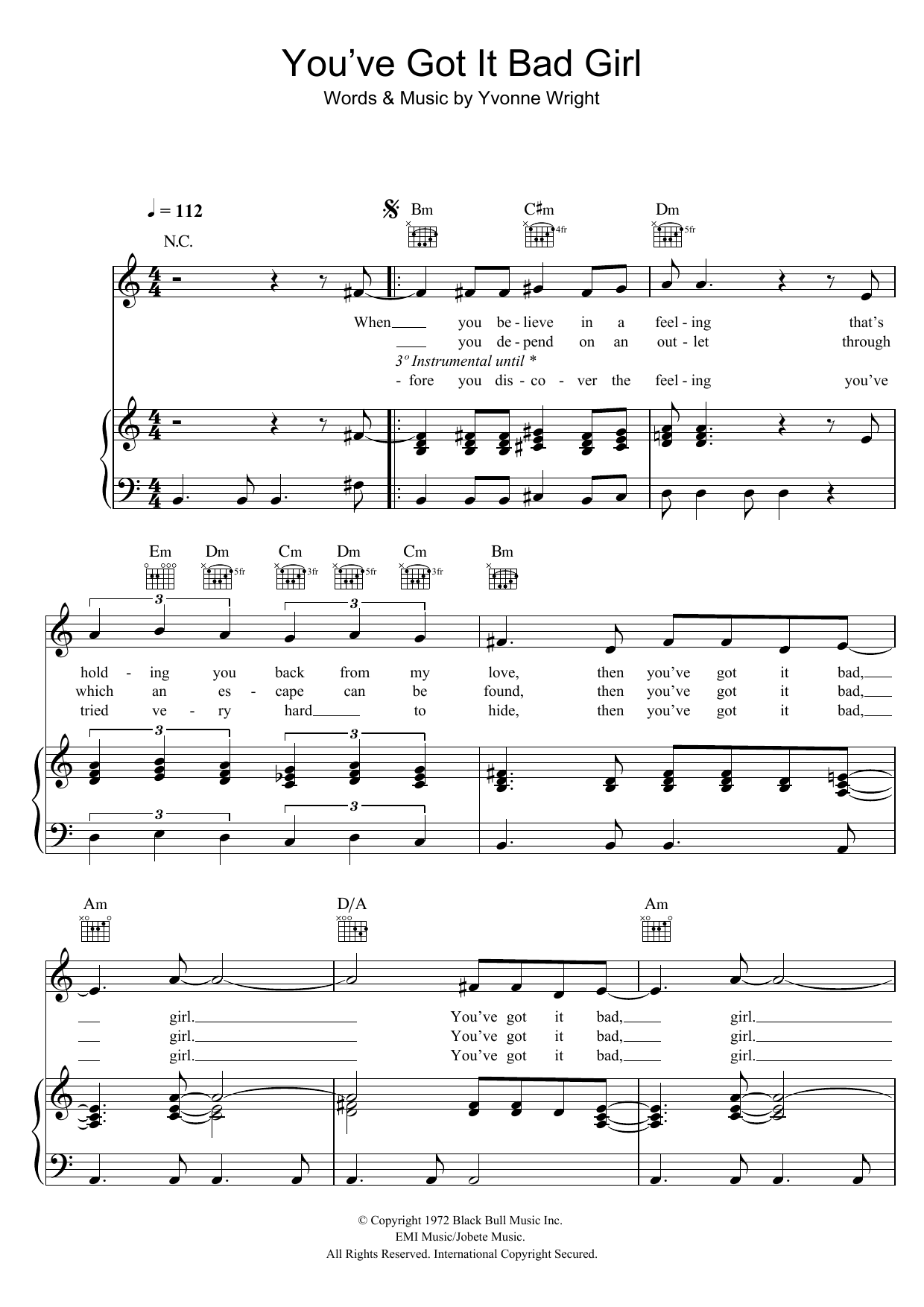 Download Stevie Wonder You've Got It Bad Girl Sheet Music and learn how to play Piano, Vocal & Guitar (Right-Hand Melody) PDF digital score in minutes