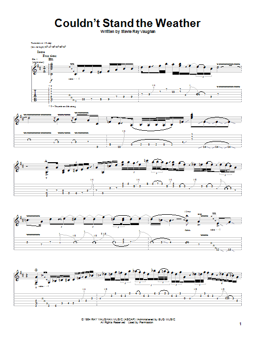 Stevie Ray Vaughan "Couldn't Stand The Weather" Sheet Music Notes