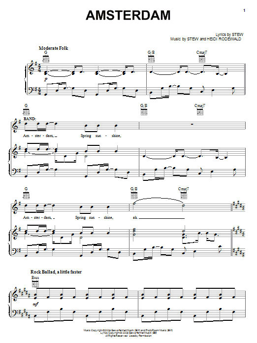 Download Stew Amsterdam Sheet Music and learn how to play Piano, Vocal & Guitar (Right-Hand Melody) PDF digital score in minutes