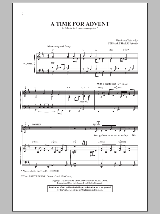 Download Stewart Harris A Time For Advent Sheet Music and learn how to play 2-Part Choir PDF digital score in minutes