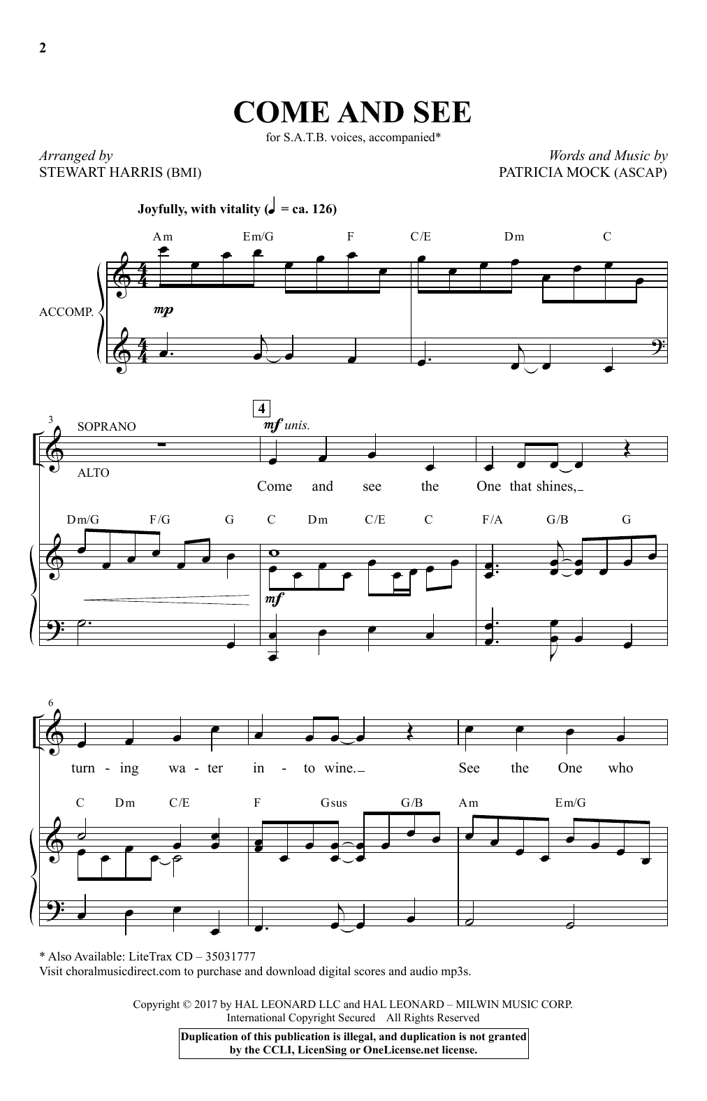 Download Stewart Harris Come And See Sheet Music and learn how to play SATB PDF digital score in minutes