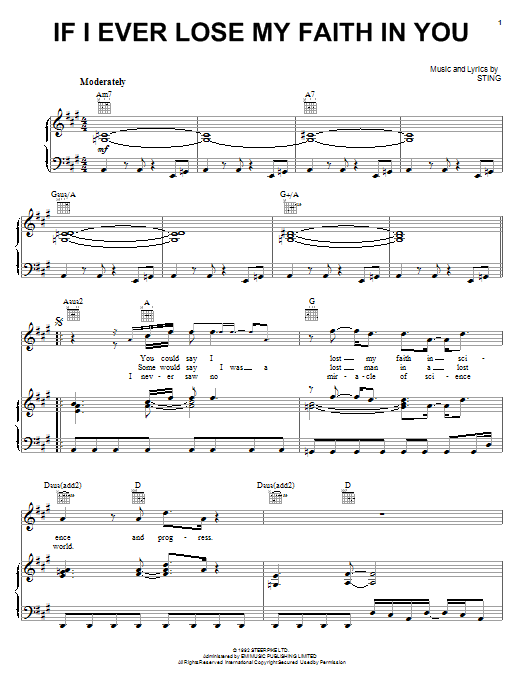 Download Sting If I Ever Lose My Faith In You Sheet Music and learn how to play Keyboard PDF digital score in minutes