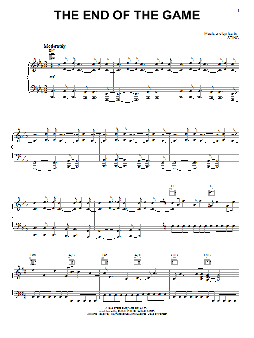 Download Sting The End Of The Game Sheet Music and learn how to play Piano, Vocal & Guitar (Right-Hand Melody) PDF digital score in minutes