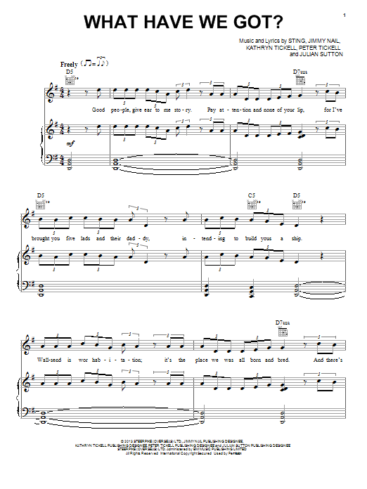 Download Sting What Have We Got? Sheet Music and learn how to play Piano, Vocal & Guitar (Right-Hand Melody) PDF digital score in minutes