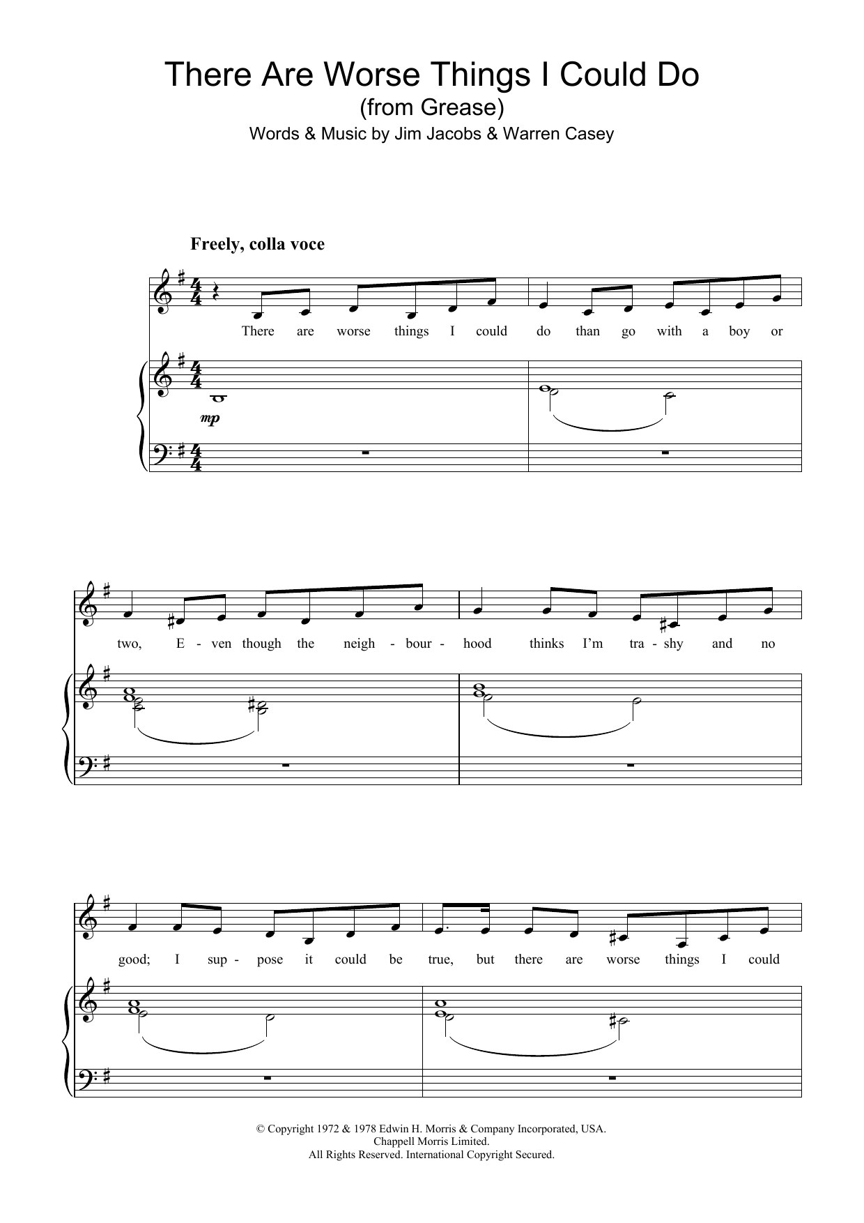 Download Stockard Channing There Are Worse Things I Could Do (from Grease) Sheet Music and learn how to play Melody Line, Lyrics & Chords PDF digital score in minutes