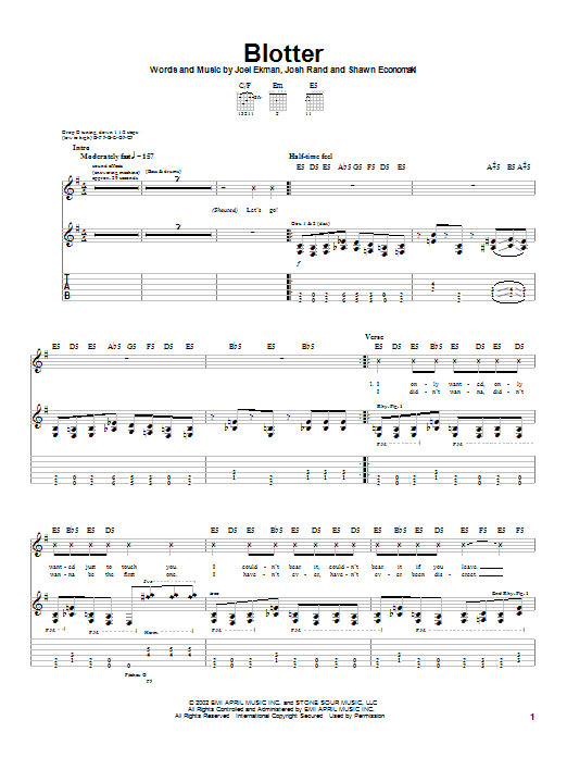 Download Stone Sour Blotter Sheet Music and learn how to play Guitar Tab PDF digital score in minutes