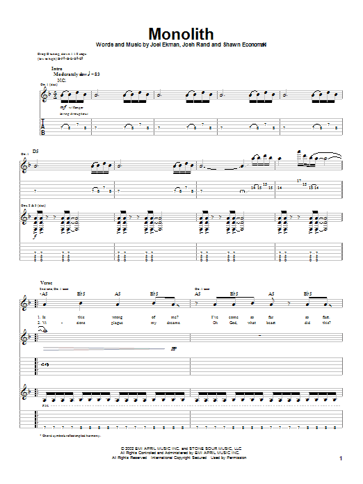 Download Stone Sour Monolith Sheet Music and learn how to play Guitar Tab PDF digital score in minutes