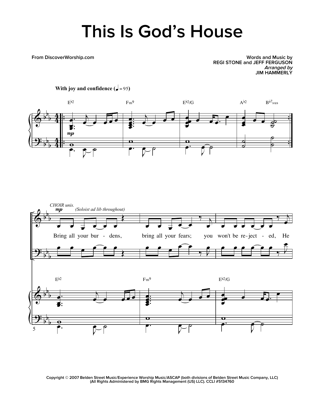 Download Regi Stone This Is God's House (arr. Jim Hammerly) Sheet Music and learn how to play SATB PDF digital score in minutes