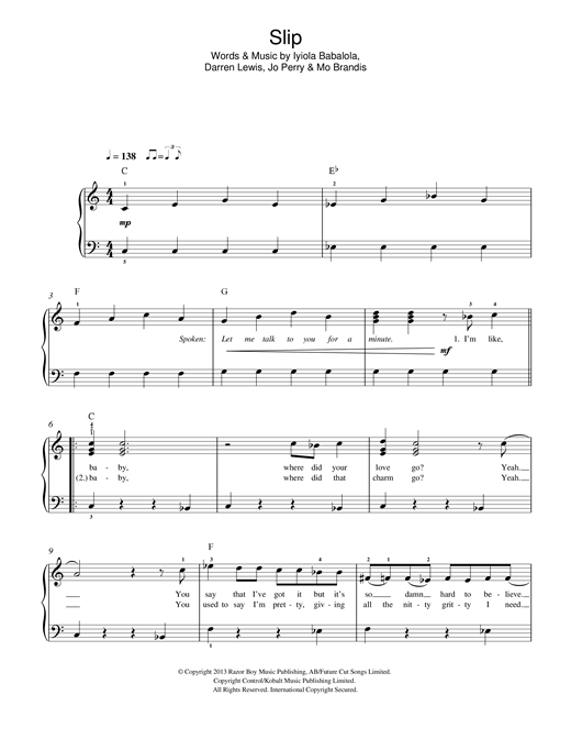 Download Stooshe Slip Sheet Music and learn how to play Piano, Vocal & Guitar (Right-Hand Melody) PDF digital score in minutes