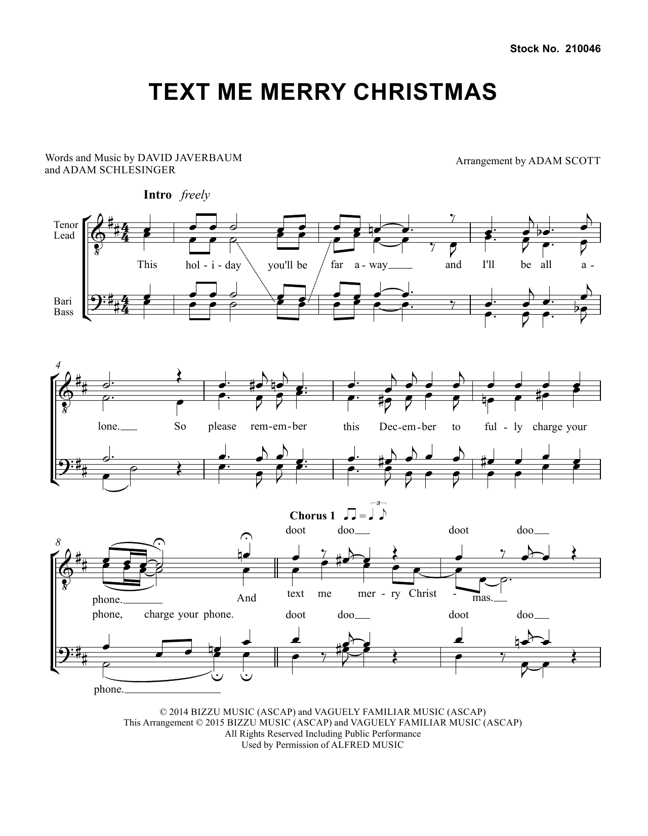 Download Straight No Chaser feat. Kristen Bell Text Me Merry Christmas (arr. Adam Scott) Sheet Music and learn how to play SSAA Choir PDF digital score in minutes
