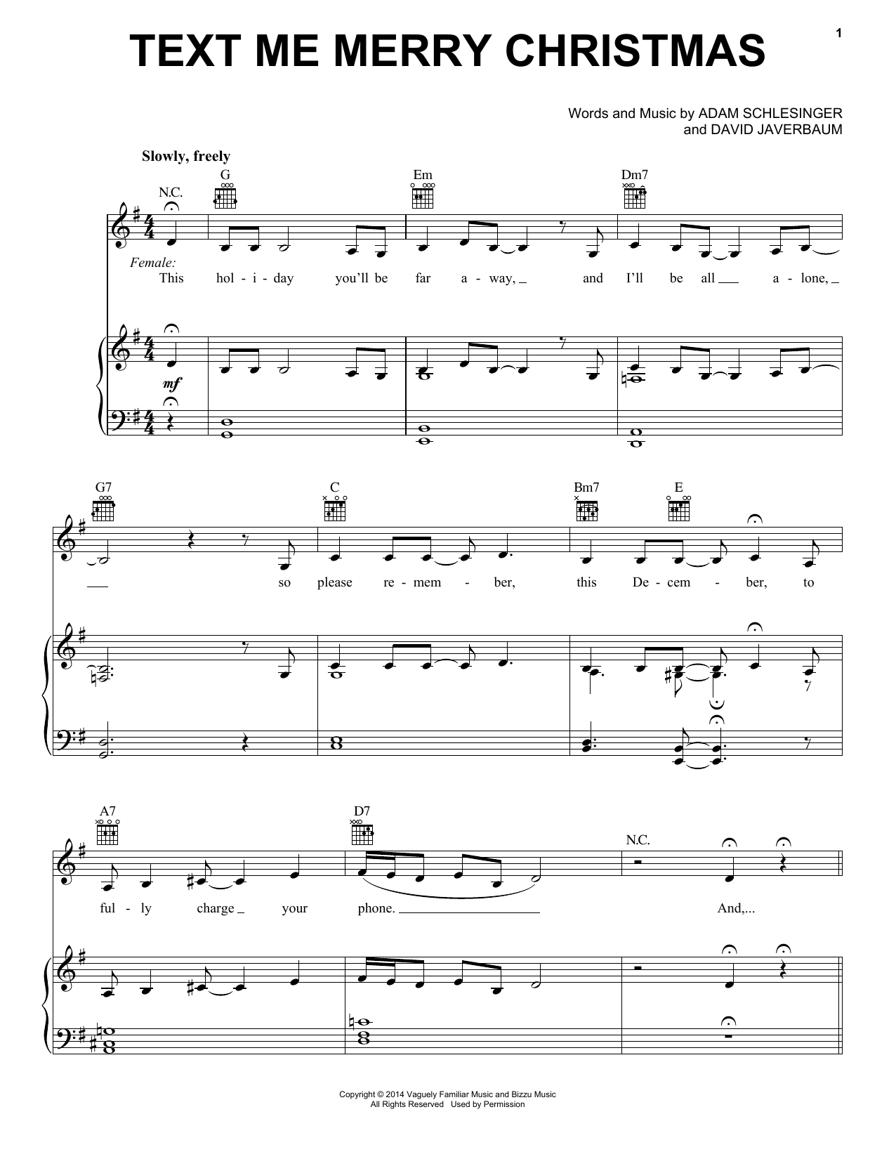 Download Straight No Chaser featuring Kristen Bell Text Me Merry Christmas Sheet Music and learn how to play Piano, Vocal & Guitar (Right-Hand Melody) PDF digital score in minutes