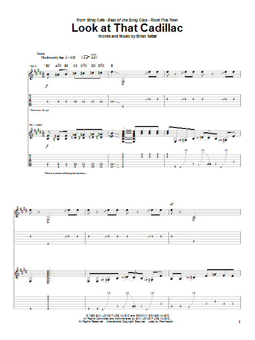 Download Stray Cats Look At That Cadillac Sheet Music and learn how to play Guitar Tab PDF digital score in minutes